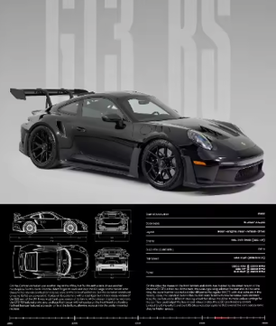 Minimalistische Sportwagen Poster op Canvas – GT3-RS Stijl Supercar Wanddecoratie voor Interieur