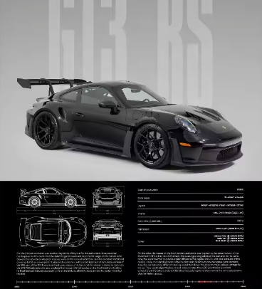 Minimalistische Sportwagen Poster op Canvas – GT3-RS Stijl Supercar Wanddecoratie voor Interieur
