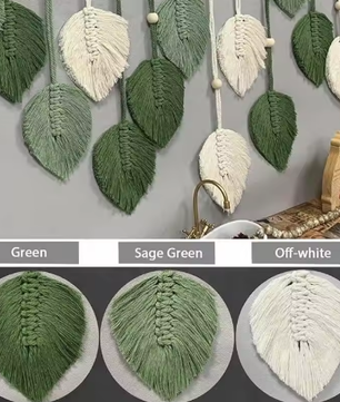 Boho Geweven Blad Muurhanger – Decoratieve Macramé Wanddecoratie in Natuurlijke Stijl