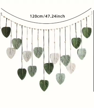 Boho Geweven Blad Muurhanger – Decoratieve Macramé Wanddecoratie in Natuurlijke Stijl