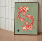 Japanse Koi Vis Canvas Poster – Minimalistische Rode Koi Wanddecoratie voor Modern Interieur