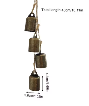 Rustieke Kerstklokken Decoratie – IJzeren Windgong met 4 Bellen voor Binnen en Buiten