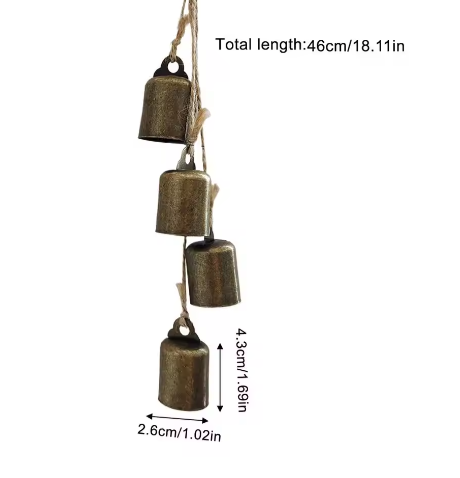 Rustieke Kerstklokken Decoratie – IJzeren Windgong met 4 Bellen voor Binnen en Buiten