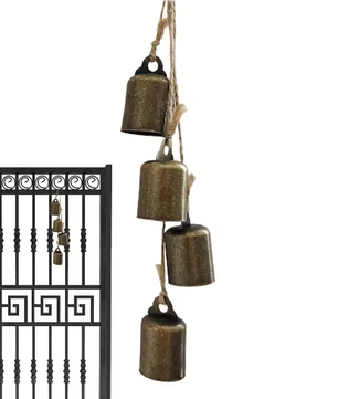 Rustieke Kerstklokken Decoratie – IJzeren Windgong met 4 Bellen voor Binnen en Buiten