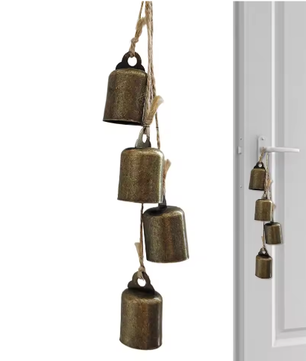 Rustieke Kerstklokken Decoratie – IJzeren Windgong met 4 Bellen voor Binnen en Buiten