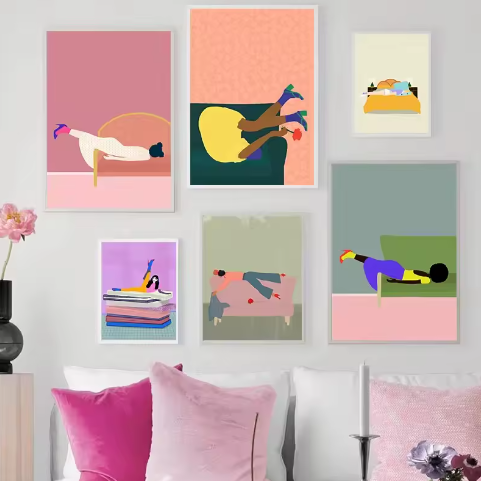Abstracte Vrouw Poster op Canvas – Moderne Kunst Wanddecoratie voor Woonkamer