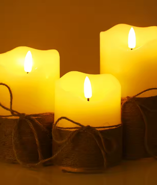 Set van 3 LED Kaarsen van Echte Was – Vlamloze Kaarsen met Afstandsbediening en Timer