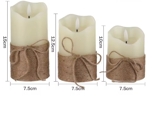 Set van 3 LED Kaarsen van Echte Was – Vlamloze Kaarsen met Afstandsbediening en Timer