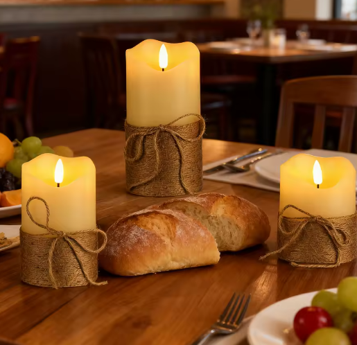 Set van 3 LED Kaarsen van Echte Was – Vlamloze Kaarsen met Afstandsbediening en Timer