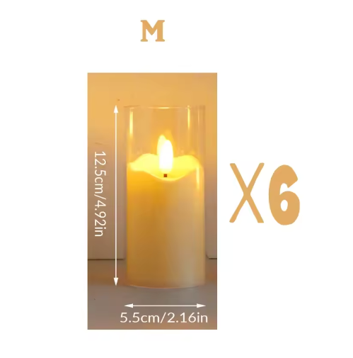 Set van 6 LED Vlamloze Kaarsen – Flikkerende Elektrische Theelichtjes voor Decoratie
