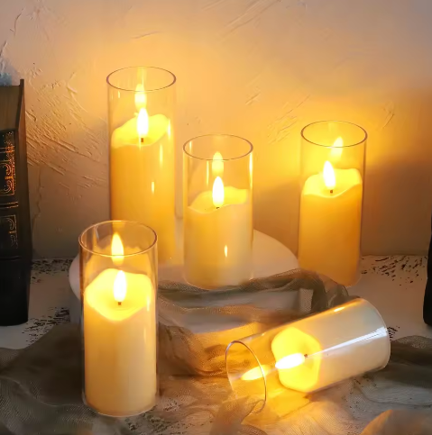 Set van 6 LED Vlamloze Kaarsen – Flikkerende Elektrische Theelichtjes voor Decoratie