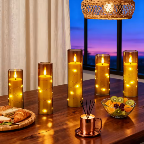 Set van 5 LED Vlamloze Kaarsen met Afstandsbediening – Sfeerverlichting met Timer