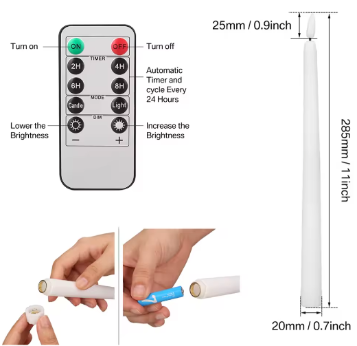 LED Taper Kaarsen Set – Vlamloze Kandelaars met Afstandsbediening