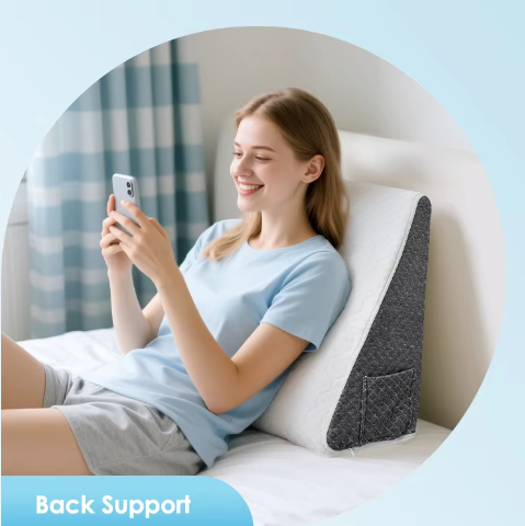 Ergonomisch Wigkussen van Traagschuim – Driehoekig Rug- en Slaapkussen