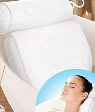 3D Mesh Badkussen met Zuignappen – Ergonomische Badhoofdsteun