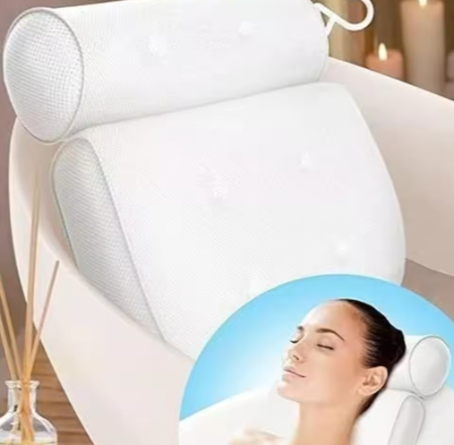 3D Mesh Badkussen met Zuignappen – Ergonomische Badhoofdsteun