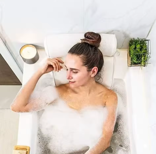 3D Mesh Badkussen met Zuignappen – Ergonomische Badhoofdsteun