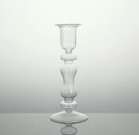 Glazen Kaarshouder – Moderne Kandelaars voor Tafel, Decoratieve Kaarsenhouder en Droge Bloem Vaas