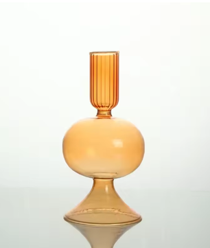 Glazen Kaarshouder – Moderne Kandelaars voor Tafel, Decoratieve Kaarsenhouder en Droge Bloem Vaas