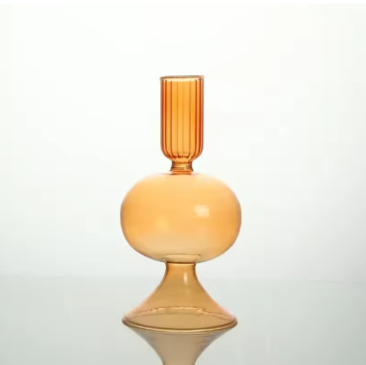 Glazen Kaarshouder – Moderne Kandelaars voor Tafel, Decoratieve Kaarsenhouder en Droge Bloem Vaas