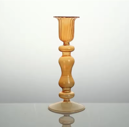 Glazen Kaarshouder – Moderne Kandelaars voor Tafel, Decoratieve Kaarsenhouder en Droge Bloem Vaas