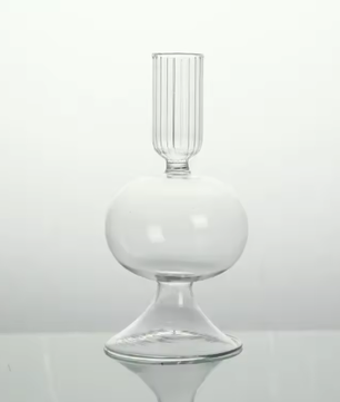 Glazen Kaarshouder – Moderne Kandelaars voor Tafel, Decoratieve Kaarsenhouder en Droge Bloem Vaas