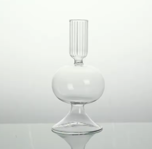 Glazen Kaarshouder – Moderne Kandelaars voor Tafel, Decoratieve Kaarsenhouder en Droge Bloem Vaas