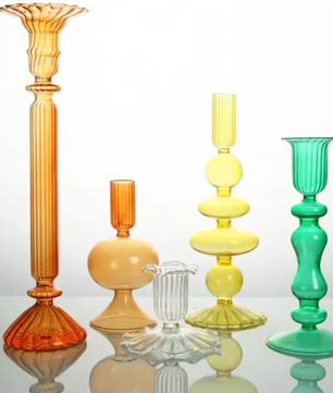 Glazen Kaarshouder – Moderne Kandelaars voor Tafel, Decoratieve Kaarsenhouder en Droge Bloem Vaas