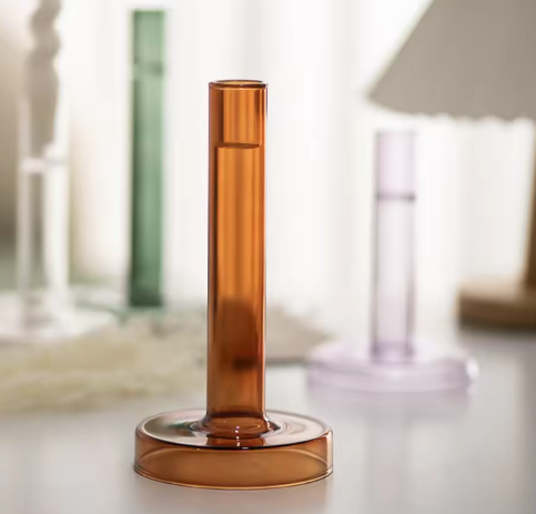 Transparante Glazen Kaarshouder – Verticale Kandelaar voor Tafel Decoratie