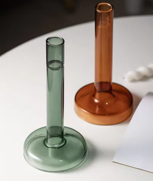 Transparante Glazen Kaarshouder – Verticale Kandelaar voor Tafel Decoratie