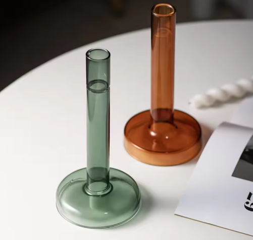 Transparante Glazen Kaarshouder – Verticale Kandelaar voor Tafel Decoratie