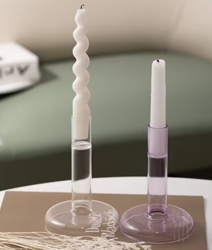 Transparante Glazen Kaarshouder – Verticale Kandelaar voor Tafel Decoratie