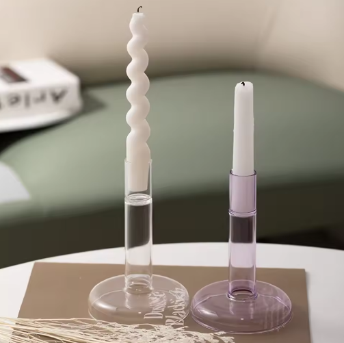 Transparante Glazen Kaarshouder – Verticale Kandelaar voor Tafel Decoratie