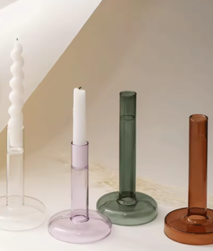 Transparante Glazen Kaarshouder – Verticale Kandelaar voor Tafel Decoratie