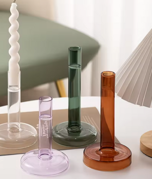 Transparante Glazen Kaarshouder – Verticale Kandelaar voor Tafel Decoratie
