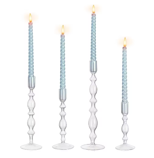 Glazen Kandelaars Set van 3 – Kaarshouder en Bloemenvaas Tafel Decoratie