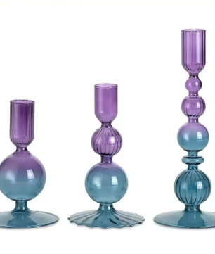 Glazen Kandelaars Set van 3 – Kaarshouder en Bloemenvaas Tafel Decoratie