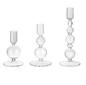 Glazen Kandelaars Set van 3 – Kaarshouder en Bloemenvaas Tafel Decoratie