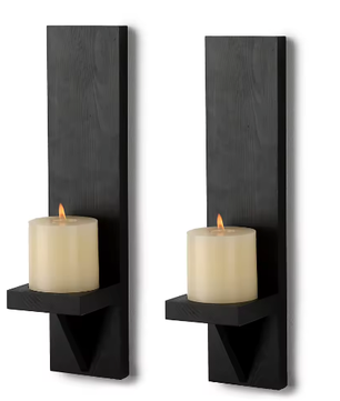 Set van 2 Houten Wandkaarsenhouders – Rustieke Muur Kandelaars voor Woonkamer Decoratie