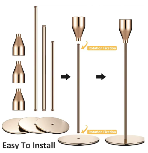 Hoge Kandelaar met Voet – Metalen Kaarsenhouder voor Tafel Decoratie