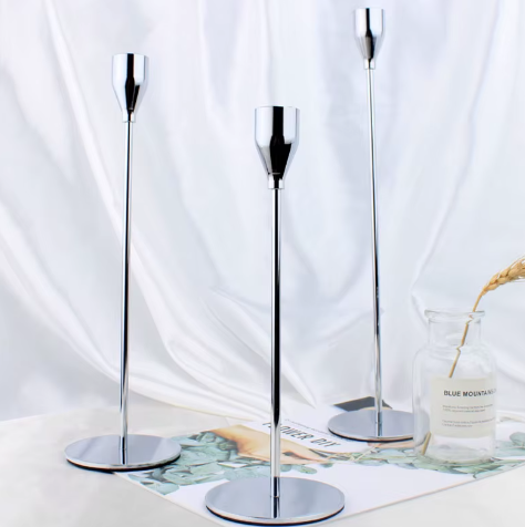 Hoge Kandelaar met Voet – Metalen Kaarsenhouder voor Tafel Decoratie