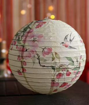 Ronde Papieren Lantaarn met Bloemenprint – Decoratieve Festival en Feest Lantaarn