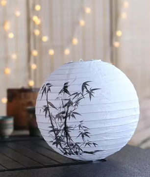 Ronde Papieren Lantaarn met Bloemenprint – Decoratieve Festival en Feest Lantaarn