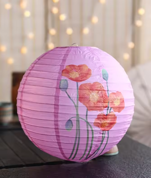 Ronde Papieren Lantaarn met Bloemenprint – Decoratieve Festival en Feest Lantaarn