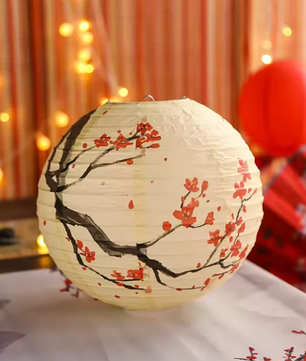 Ronde Papieren Lantaarn met Bloemenprint – Decoratieve Festival en Feest Lantaarn