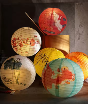 Ronde Papieren Lantaarn met Bloemenprint – Decoratieve Festival en Feest Lantaarn