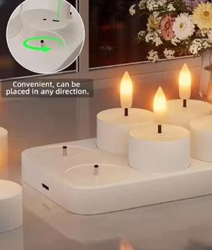 Oplaadbare LED Theelichtjes Set van 6 – Vlamloze Kaarsen met Afstandsbediening en Laadstation