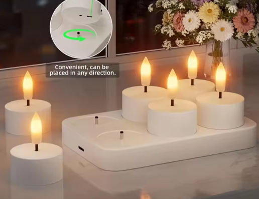 Oplaadbare LED Theelichtjes Set van 6 – Vlamloze Kaarsen met Afstandsbediening en Laadstation