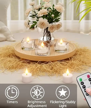Oplaadbare LED Theelichtjes Set van 12 – Vlamloze Flikkerende Kaarsen met Afstandsbediening