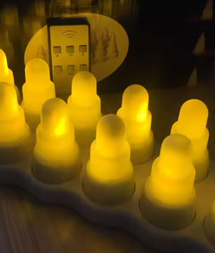 Oplaadbare LED Theelichtjes Set van 12 – Vlamloze Kaarsen met Afstandsbediening en Laadstation